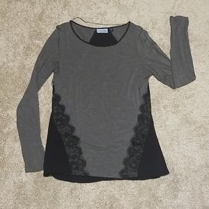 Cynthia Rowley Gray and Black Long Sleeve Top